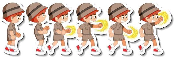 conjunto de boy scout en diferente acción. vector