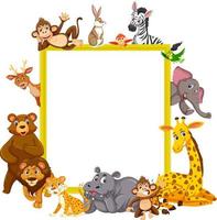 Empty banner with many different wild animals vector