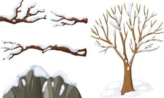 Set of tree in the winter time vector