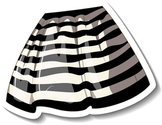 A sticker template with black and white lines pattern on skirt