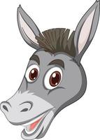 Burro con expresión facial sobre fondo blanco. vector