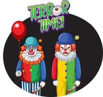 Terror Time badge with two creepy clowns vector