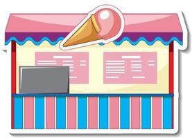 Sticker template with Ice cream store front isolated vector