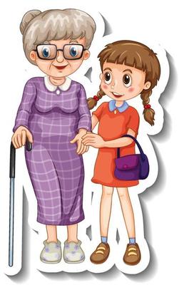 A sticker template with a grandmother and her granddaughter