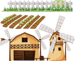 Farm element set isolated on white background vector