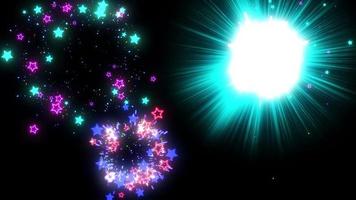 colorful star particle fireworks background loop animation video