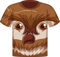 Front of t-shirt with face of owl pattern vector