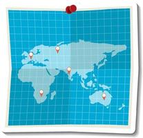 Folded paper world map vector