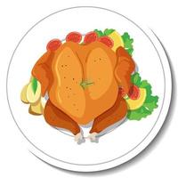 Roasted chicken with vegetable on a plate vector