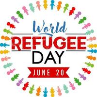 World Refugee Day banner with different colour people sign vector