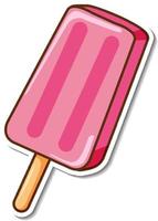 Sticker strawberry ice cream stick vector