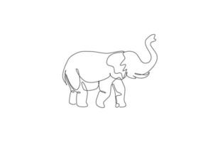 un dibujo de una sola línea de la gran ilustración de vector de elefante africano. conservación del parque nacional de especies protegidas. concepto de zoológico de safari. diseño gráfico de dibujo de línea continua moderna