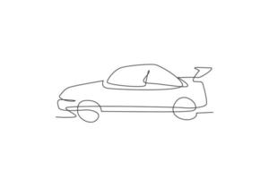 dibujo de línea continua única de un automóvil sedán clásico desde la vista lateral. concepto de vehículo de carretera de transporte. Ilustración gráfica de vector de diseño de dibujo de una línea de moda