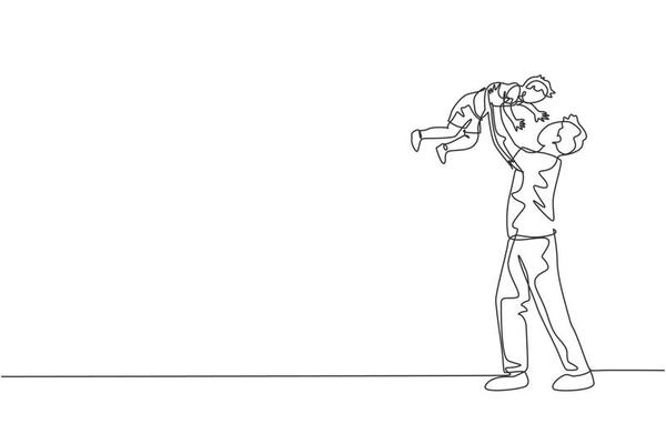 Single continuous line drawing young happy father raising his son up in the air playing together at home, fun fatherhood. Happy family concept. Trendy one line draw design vector illustration graphic 3510207 Single continuous line drawing young happy father raising his son up in the air playing together at home, fun fatherhood. Happy family concept. Trendy one line draw design vector illustration graphic 3510207