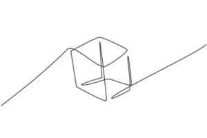 Single one line drawing of cube geometry shape. Back to school minimalist, education concept. Continuous simple line draw style design graphic vector illustration