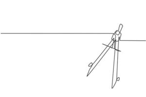 dibujo de línea continua única de brújula springbow para dibujar círculo. regreso a la escuela estilo minimalista. brújula de arco, concepto de educación. Ilustración de vector de diseño gráfico de dibujo de una línea moderna