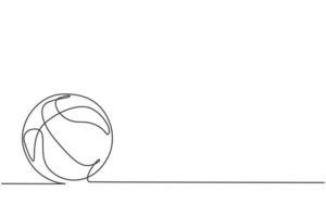 Single one line drawing of basketball on the floor. Ball for basketball game. Back to school minimalist, sport education concept. Continuous simple line draw style design graphic vector illustration