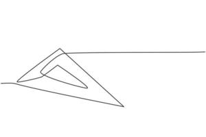 Single continuous line drawing of plastic triangle ruler. Measurement tool for student. Back to school minimalist style. Education concept. Modern one line draw graphic design vector illustration