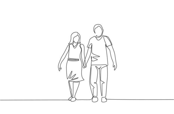 Young couple walking embracing Sketch to line drawn by hand  stock vector  2251499  Crushpixel