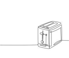 Un dibujo de línea continua de un electrodoméstico eléctrico tostador de pan clásico. concepto de plantilla de gadget de hogar de electricidad. Ilustración gráfica de vector de diseño de dibujo de línea única de moda