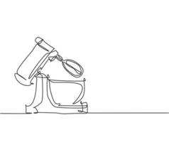 Un dibujo de línea continua de un aparato electrodoméstico batidora de pie para hacer masa de panadería. concepto de plantilla de gadget de hogar de electricidad. Ilustración gráfica de vector de diseño de dibujo de línea única de moda