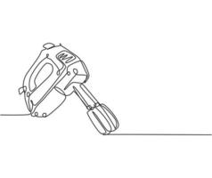 Dibujo de línea continua única de batidora de mano eléctrica para hacer utensilios domésticos de masa para galletas. concepto de electrodomésticos electrónicos. Ilustración de vector gráfico de diseño de dibujo de una línea moderna