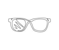 un dibujo de línea continua del emblema del logotipo de gafas de sol de moda. vasos limpios para el concepto de plantilla de icono de logotipo de tienda óptica. Ilustración de vector de diseño gráfico de dibujo de una sola línea moderna
