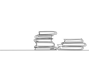 pila de libros. pila de una sola línea continua de libros en el icono gráfico de la biblioteca de escritorio. Doodle simple de una línea para el concepto de educación. papel aislado ilustración vectorial diseño minimalista sobre fondo blanco vector