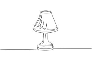 Single continuous line drawing of elegance table lamp for furniture design interior. Electronic desk lamp home appliance concept. Modern one line draw graphic vector illustration