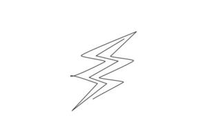 Single continuous line drawing of light thunder bolt logo label. Power up energy strike for electrical company logotype icon concept. Modern one line draw graphic design vector illustration