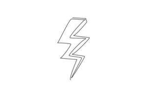 Single continuous line drawing of thunder bolt lightening for electricity company logo label. Power energy up logotype icon concept. Modern one line draw graphic design vector illustration