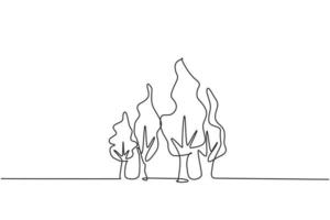 Un solo dibujo de línea continua de verde libera el árbol para el icono del parque. jardín de plantas naturales aislado concepto de minimalismo. Ilustración de vector de diseño gráfico de dibujo de una línea dinámica sobre fondo blanco