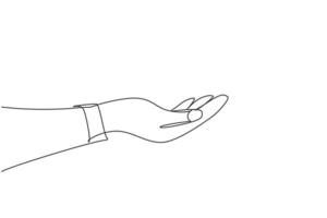 Hand holding gesture. Single continuous line hand gesture graphic icon. Simple one line draw doodle for world campaign concept. Isolated vector illustration minimalist design on white background
