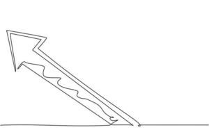 dibujo de línea continua única del símbolo de signo de flecha ascendente hacia arriba. gráfico de crecimiento de ventas en aumento de negocios. concepto de minimalismo dinámico dibujo de una línea diseño gráfico ilustración vectorial vector