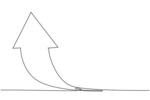 dibujo de una sola línea del éxito joven hasta el aumento del signo del gráfico del informe de ventas. concepto mínimo de crecimiento del mercado financiero empresarial. Ilustración de vector gráfico de diseño de dibujo de línea continua moderna