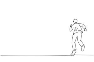 dibujo continuo de una línea de hombre de negocios joven corriendo rápido para perseguir el objetivo. concepto minimalista de gerente de negocios de éxito. Ilustración gráfica de vector de diseño de dibujo de línea única de moda