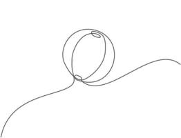 dibujo de una sola línea de una pelota de circo a rayas con la que jugarán animales como elefantes, leones, leones marinos. pelota muy utilizada en este evento. Ilustración de vector gráfico de diseño de dibujo de línea continua.