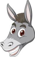 Burro con expresión facial sobre fondo blanco. vector