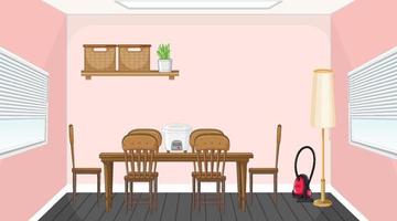 Dining room interior design with furniture vector