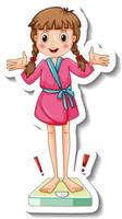 Sticker template with a girl wearing robe isolated vector