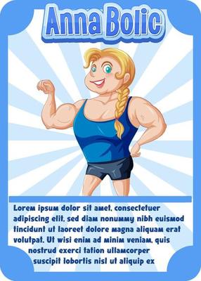 Character game card template with word Anna Bolic