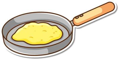 Sticker omelette in a pan on white background vector