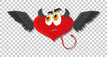 diablo en forma de corazón con expresión facial vector