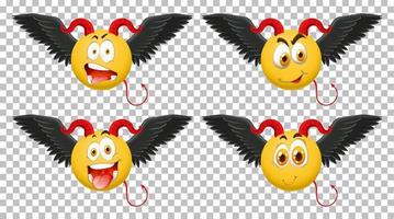 Devil emoticon with facial expression set vector