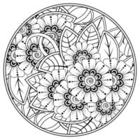 mehndi flower decorative ornament in ethnic oriental style, doodle ornament, outline hand draw. vector