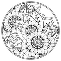 mehndi flower decorative ornament in ethnic oriental style, doodle ornament, outline hand draw. vector