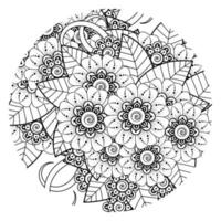 mehndi flower decorative ornament in ethnic oriental style, doodle ornament, outline hand draw. vector