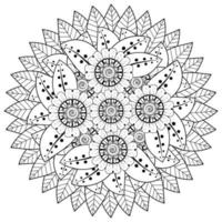 mehndi flower decorative ornament in ethnic oriental style, doodle ornament, outline hand draw. vector