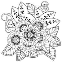 adorno decorativo de flores mehndi en estilo étnico oriental, adorno de doodle, dibujo a mano de contorno. vector