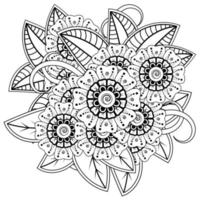 mehndi flower decorative ornament in ethnic oriental style, doodle ornament, outline hand draw. vector